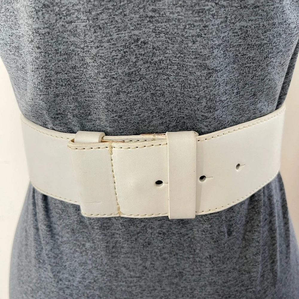Womens Leather Unbranded Wide 2” White Adjustable 32”-34” Belt